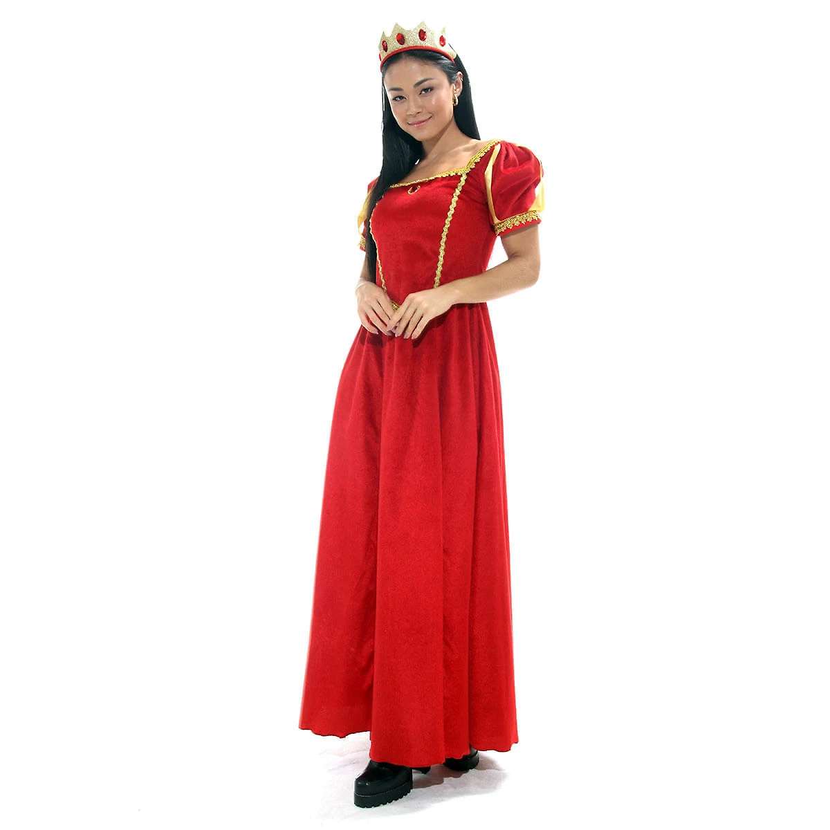Miniatura Fantasia de Rainha Vestido Adulto de Veludo Vermelho e Coroa G