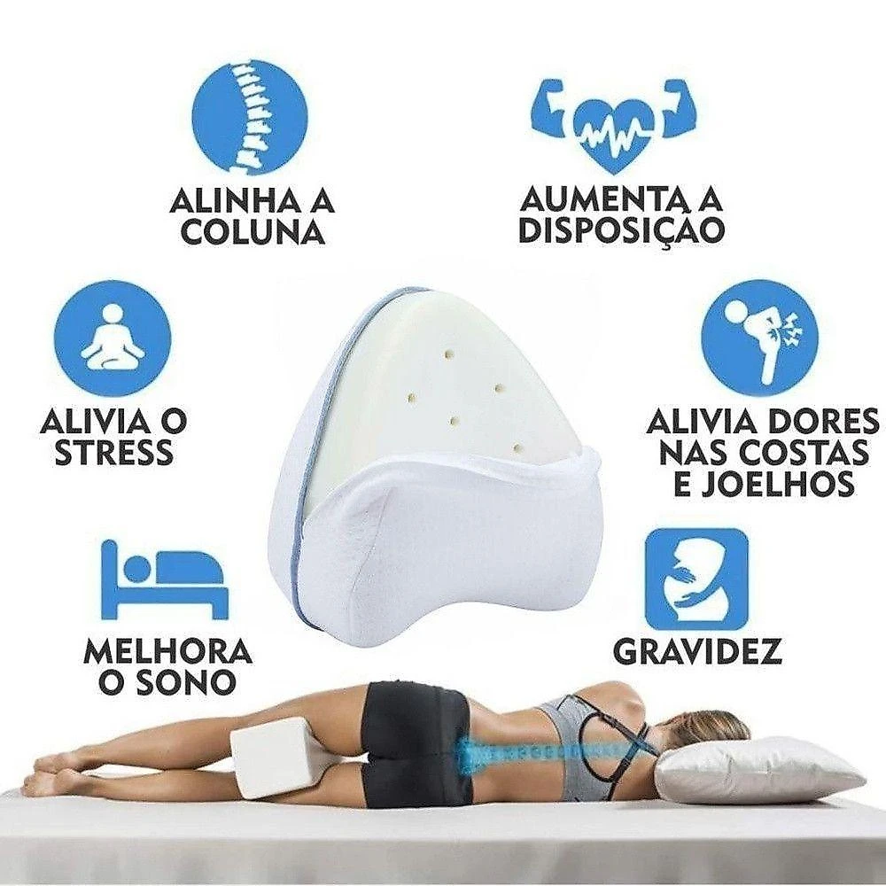 Travesseiro Ortopédico para Pernas OEM Almofada Ortopédica Leg Pillow com Espuma de Memória Branco 1