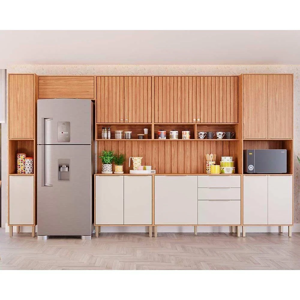 Cozinha Divina 9 Peças (3aéreos+2balcões+2paneleiros+2complementos) Cz010 Freijo-off White Mgm