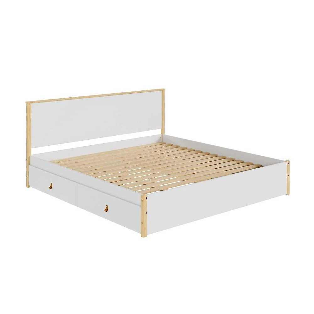 Cama King 4 Gavetas Íris CabeCasa MadeiraOriginals Cama King 4 Gavetas Íris Cabecasa Madeiramadeira Branco/Natural