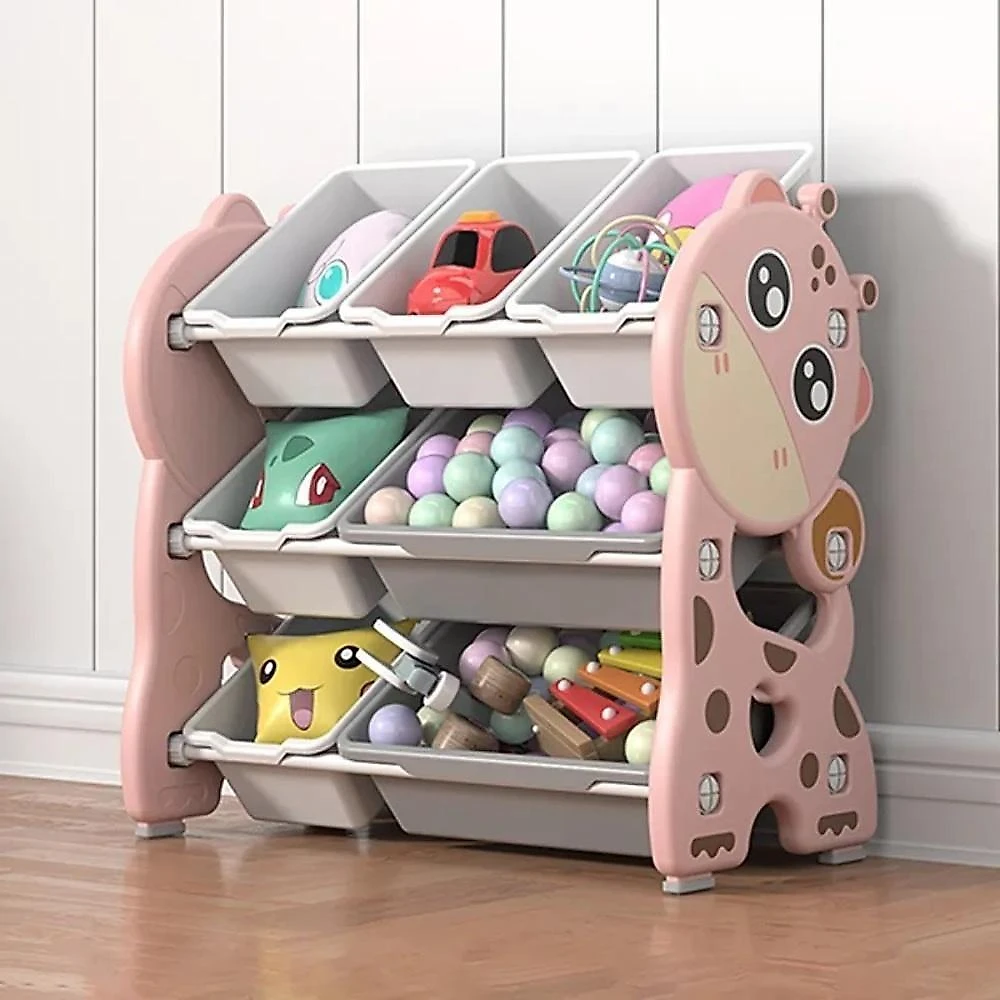 Estante Caixa Organizador de Brinquedos Bau Infantil 3 Prateleiras Porta Treco Multiuso Bebe Rosa
