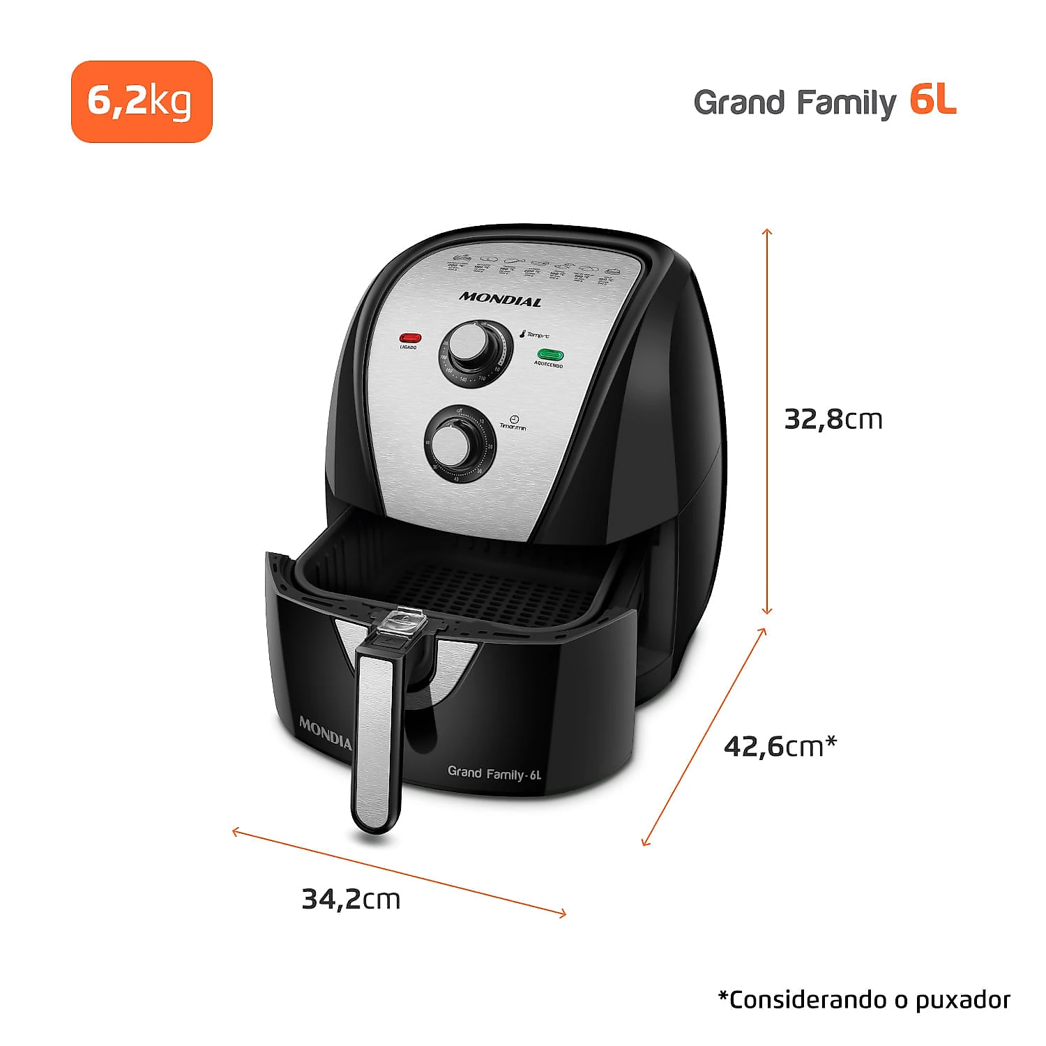 Fritadeira Sem Óleo Air Fryer 6 Litros AFN-60-BI Mondial 127V