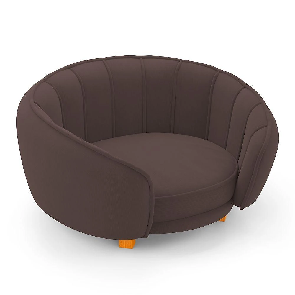 Mini Cama Poltrona Pet Lary Baby Para Cachorro Veludo Marrom - Desk Design