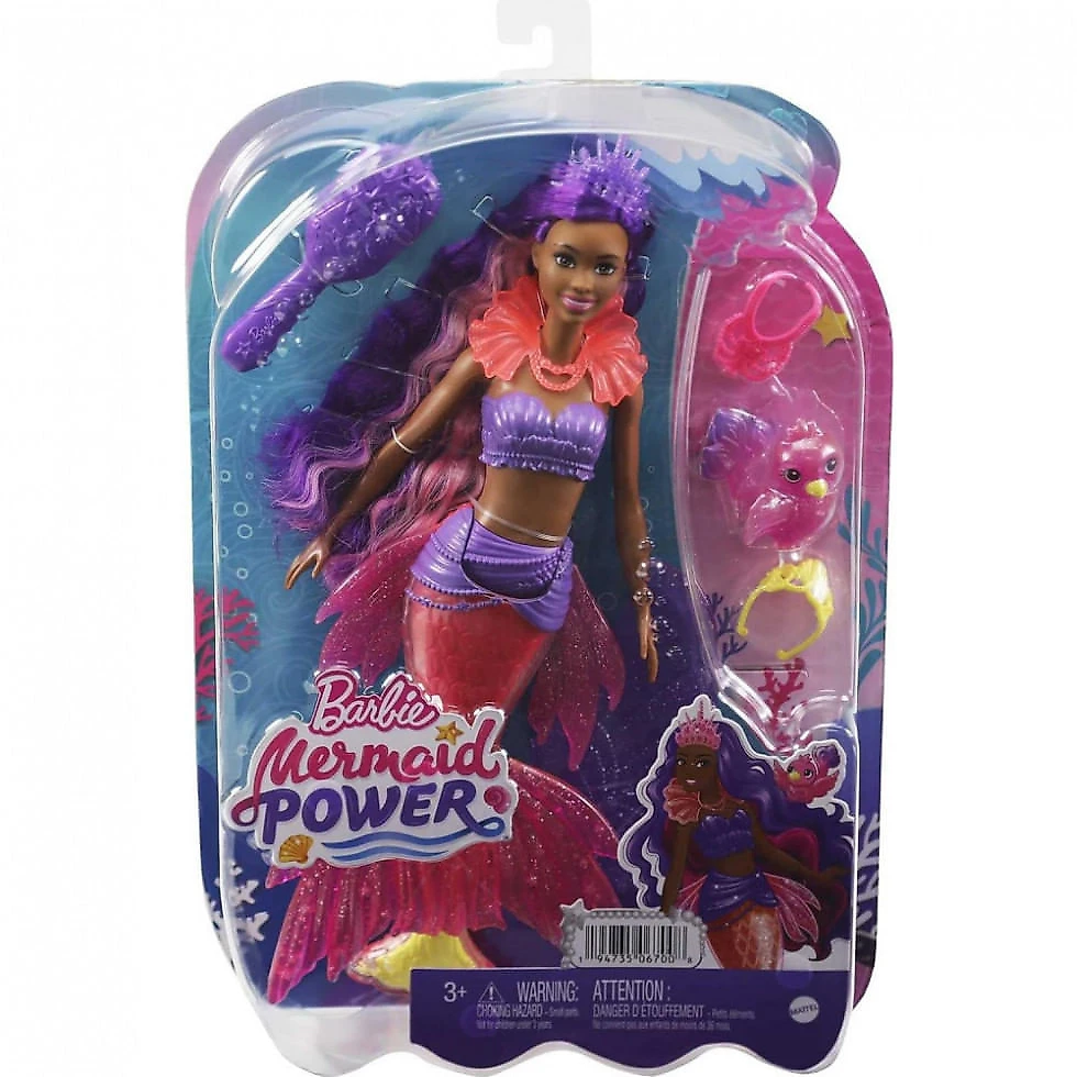 Boneca Barbie Sereia Brooklyn com pet Phoenix e Acessórios, Rosa