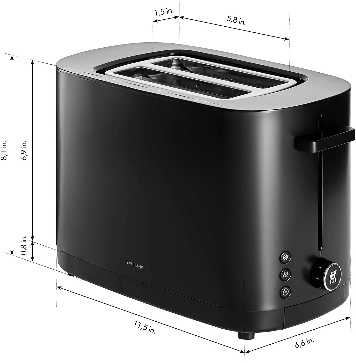 Zwilling Torradeira de 2 Fatias com 7 Níveis de Tostagem 110V Preta
