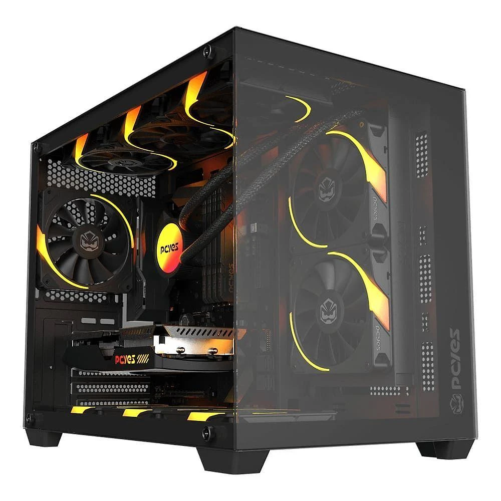 Gabinete Gamer Forcefield V2 Black Vulcan Mid Tower Vidro Temperado Mini ITX Micro ATX Preto Pcyes