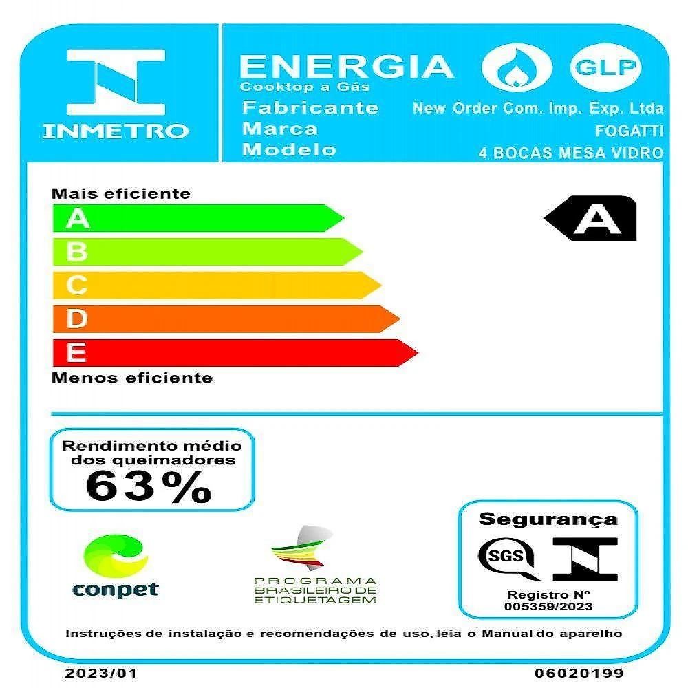 Cooktop Fogatti Safe Ferro Fundido 4 Bocas A Gas Preto Bivolt