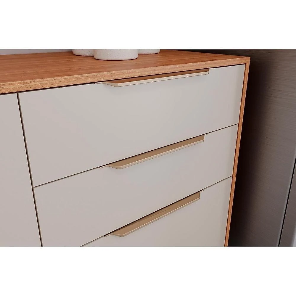 Módulo Cozinha Divina Balcão Com Tampo Com 2 Portas E 2 Gavetas 120 Cm Freijó Off White