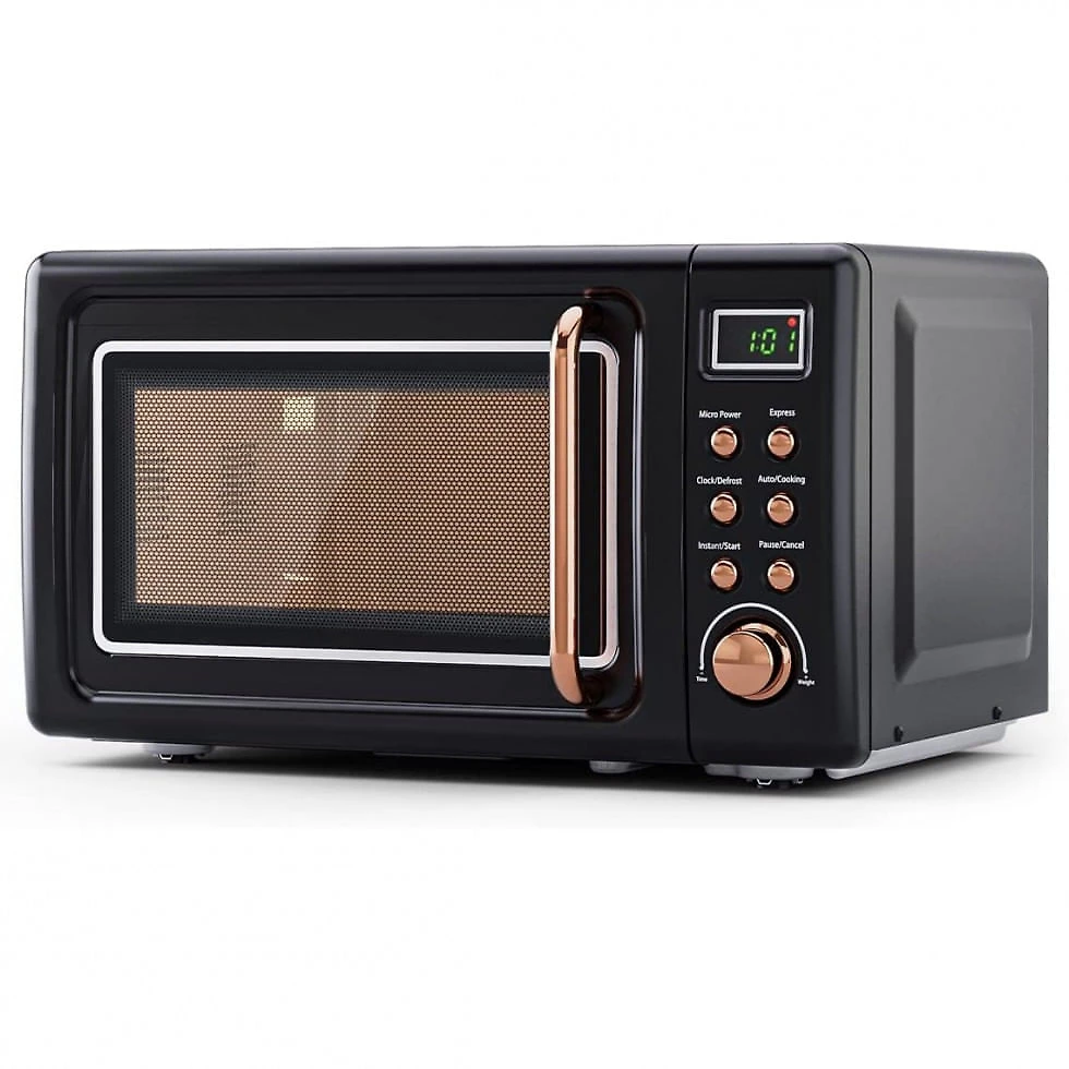Micro Ondas Retrô de Bancada com 8 Configurações 700W, 110v, SIMOE AMSE171MOGD NEW, Preto