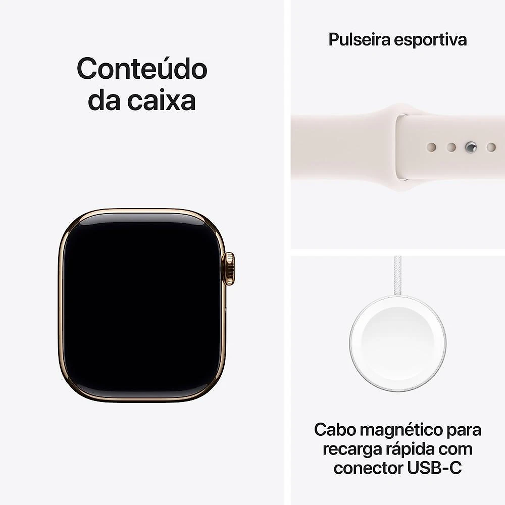 Apple Watch Series 11 GPS + Cellular - Caixa dourada de titânio – 42 mm - Pulseira esportiva blush-clara – M/G