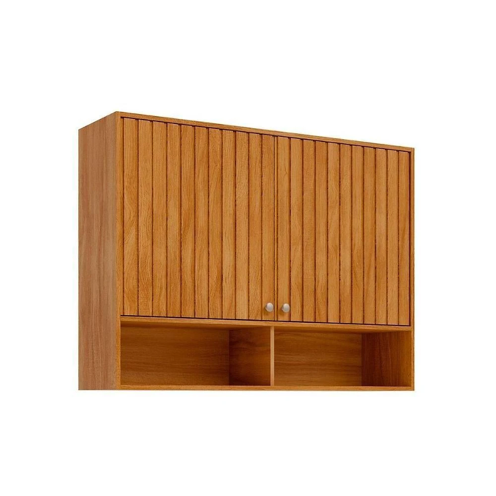 Armário Aéreo Cozinha Modulado Divina C- 2 Portas Ripadas 120 Cm Cinamomo - Mgm