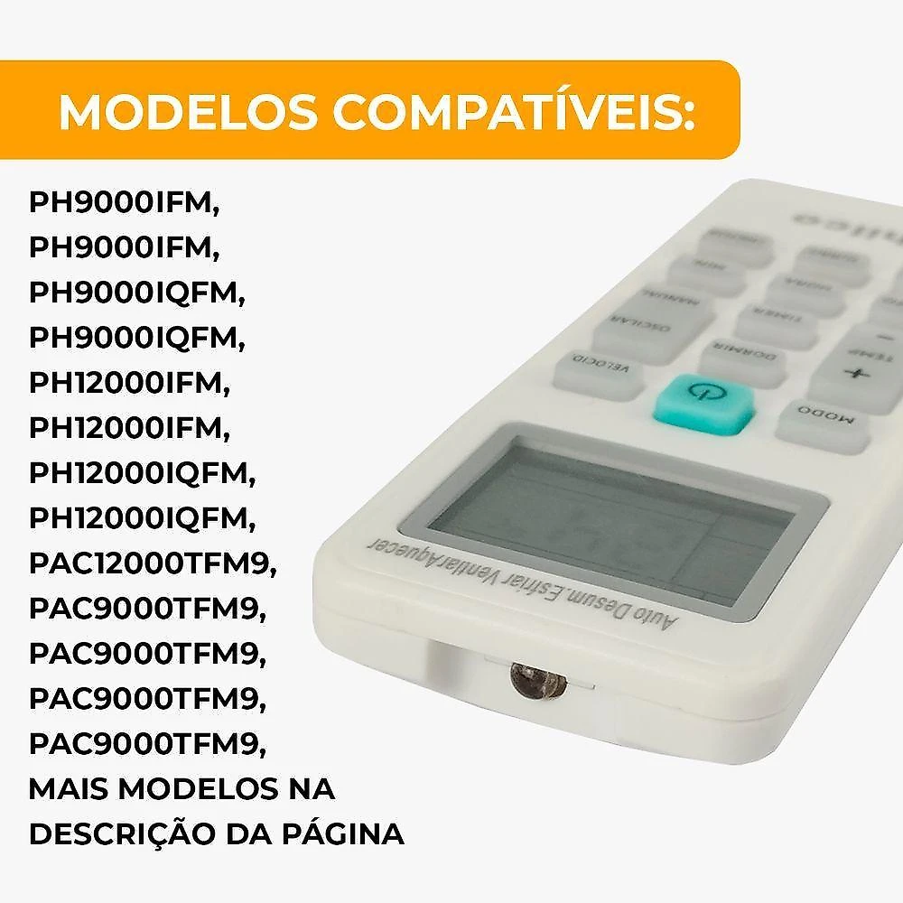 Controle Remoto Ar Condicionado Botão Azul 9.000 E 12.000 Btus - Philco Original