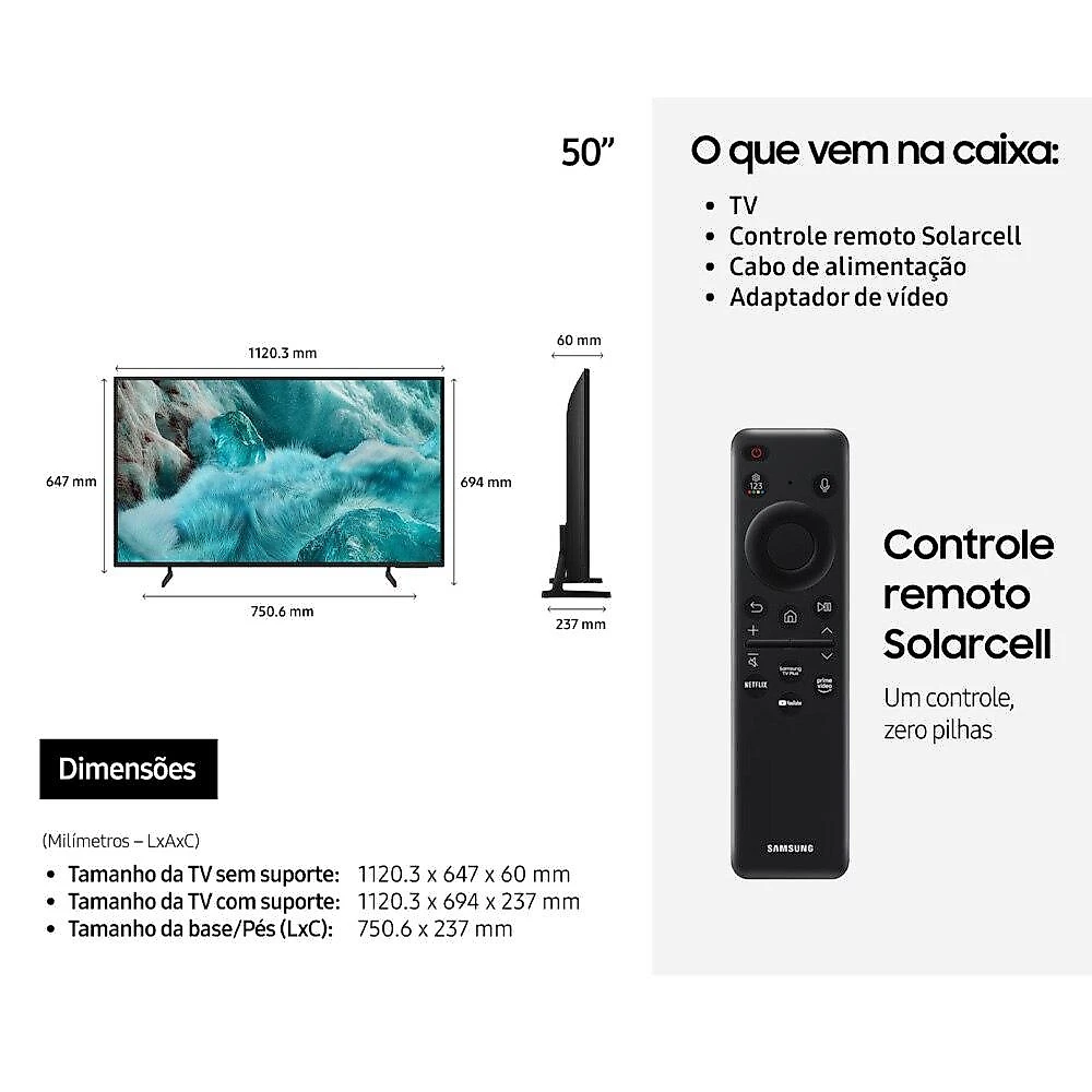 Smart TV Samsung 50 Polegadas QLED 4K Q7F 2025