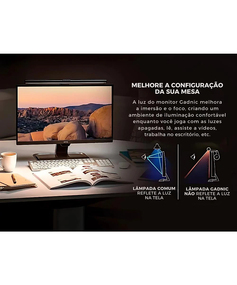 Luminária LED Barra USB para Monitor e Notebook Gadnic