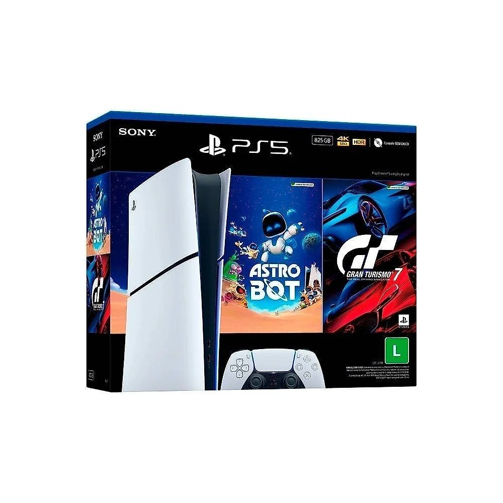 Miniatura Console Sony PlayStation 5, SSD 825GB, Controle Sem Fio DualSense + 2 Jogos Digitais, Edição Digital