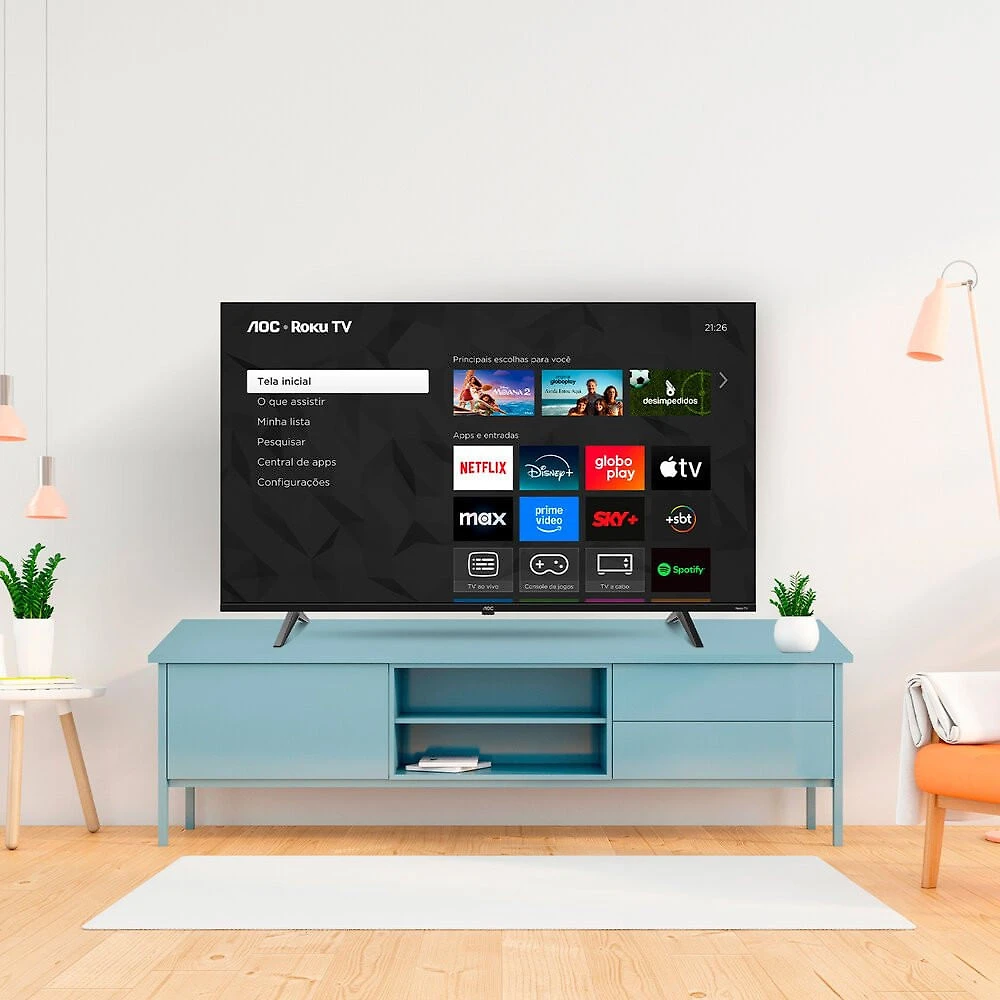 Smart TV AOC 50 Polegadas, DLED, 4K, Roku TV - 50U7045/78G Preto - Bivolt