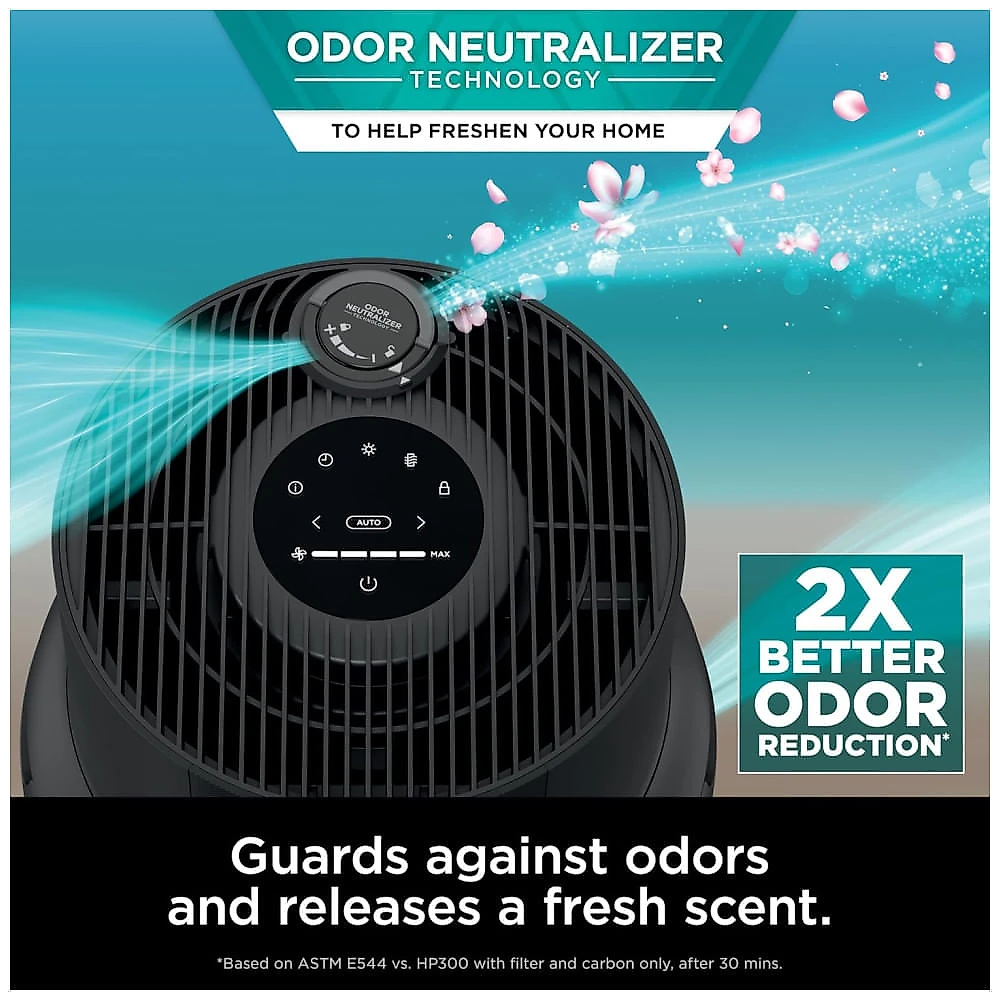 Purificador de Ar para Ambientes até 60m² com Filtro HEPA, Neutralizador de Odores e Tecnologia Clean Sense, 110V 26W, Shark HP152, Preto 110v