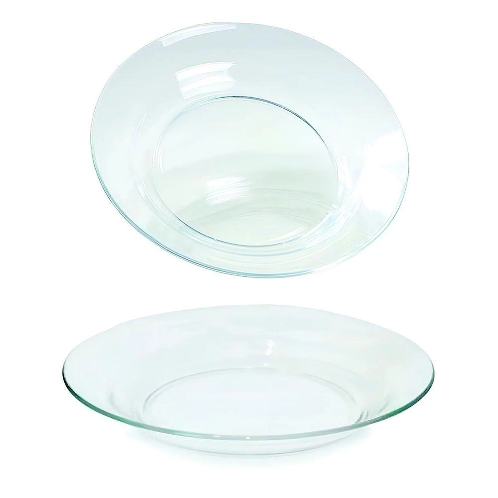 Kit Jogo Prato Fundo Sopa Transparente 6 Peças 22,5cm