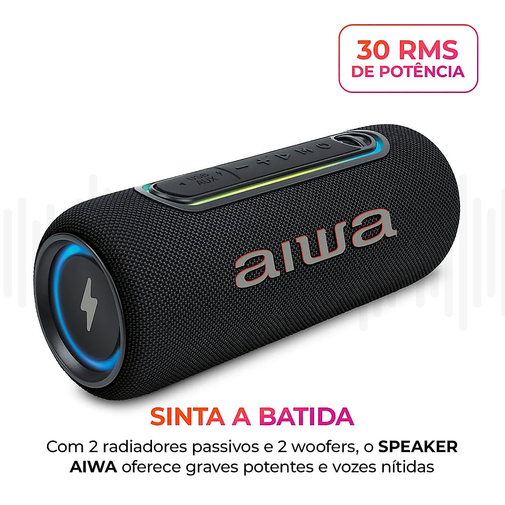 Caixa de Som Speaker AIWA SP-05-LB 30W Bluetooth IPX5 BIVOLT