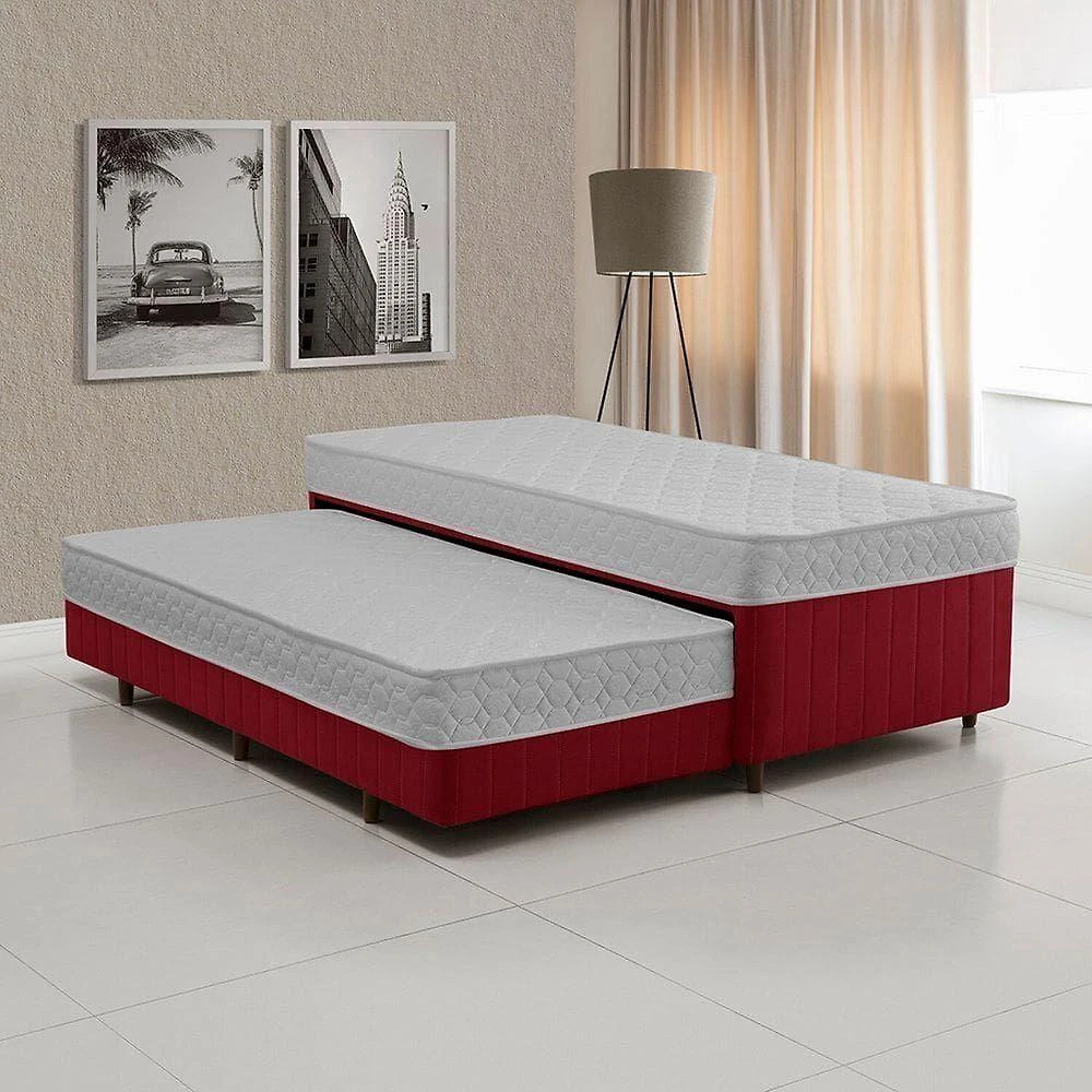 Bibox Solteiro Com Espuma Nas Duas Camas, Baú E Auxiliar 5cm