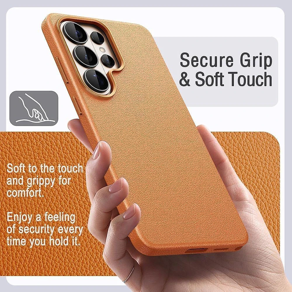 Capa De Couro Luxo Galaxy S26 Ultra Magsafe Made Usa Marrom