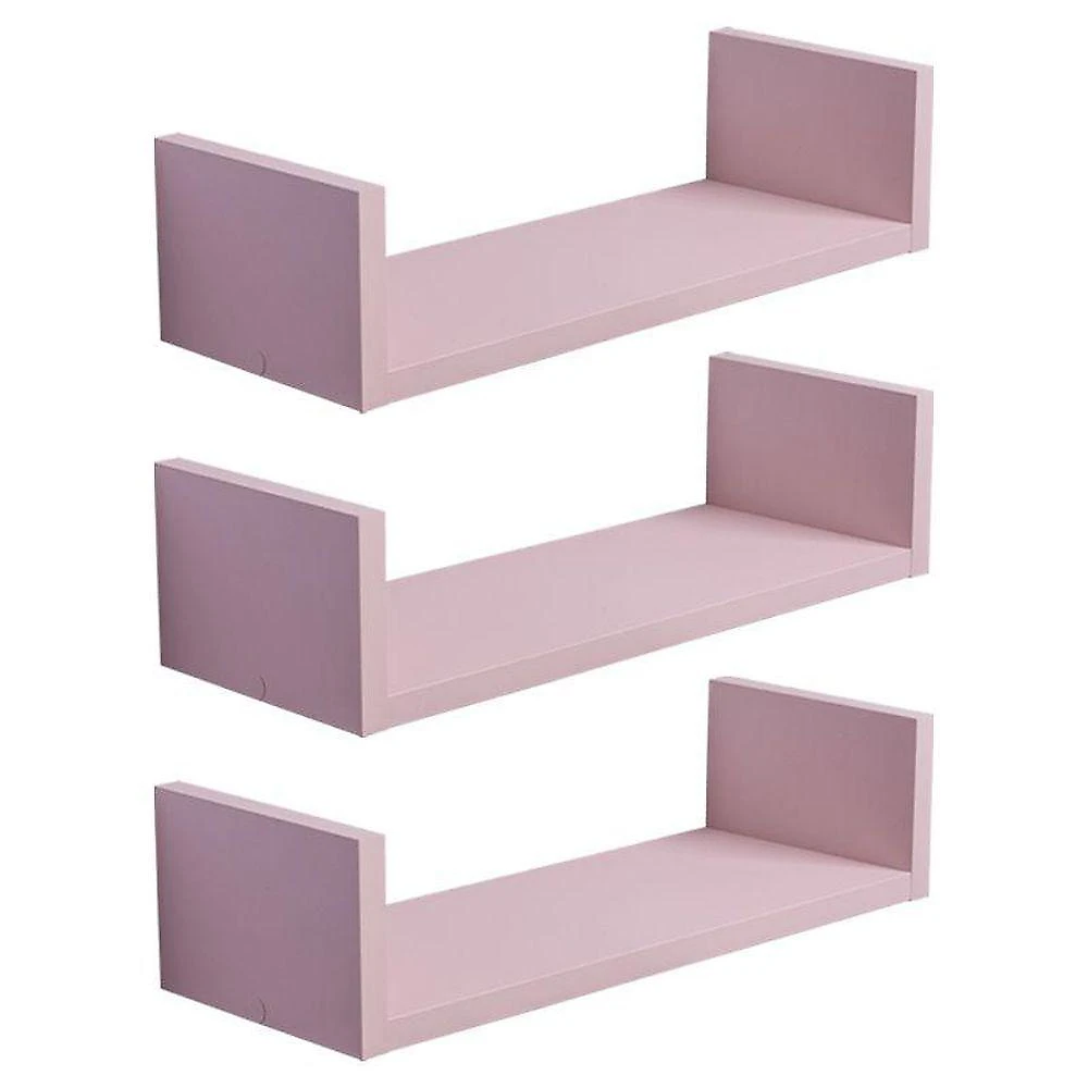 Prateleira Kit 3 U 50X20CM MDP Suporte Invisível Organizador Sala Moderno Fosco Rosa Claro Mercado