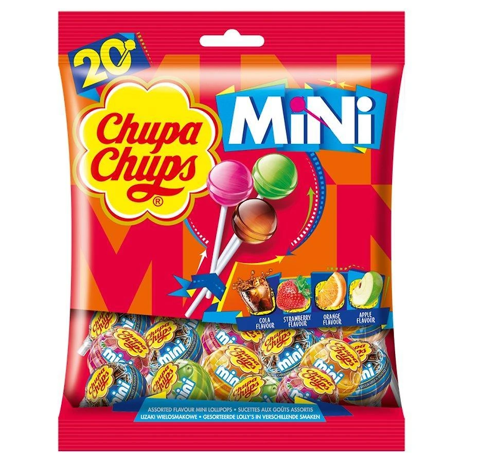 Miniatura Chupa Chups Mini Pirulito Corante Natural 20 Peças 120G