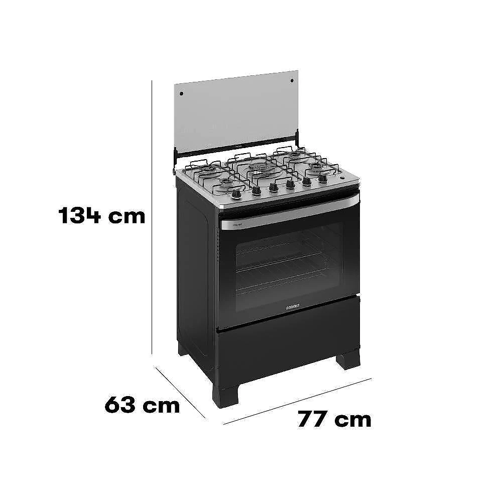 Fogao itatiaia itachef 5 bocas mesa de inox preto tripla chama bivolt (3700000500)