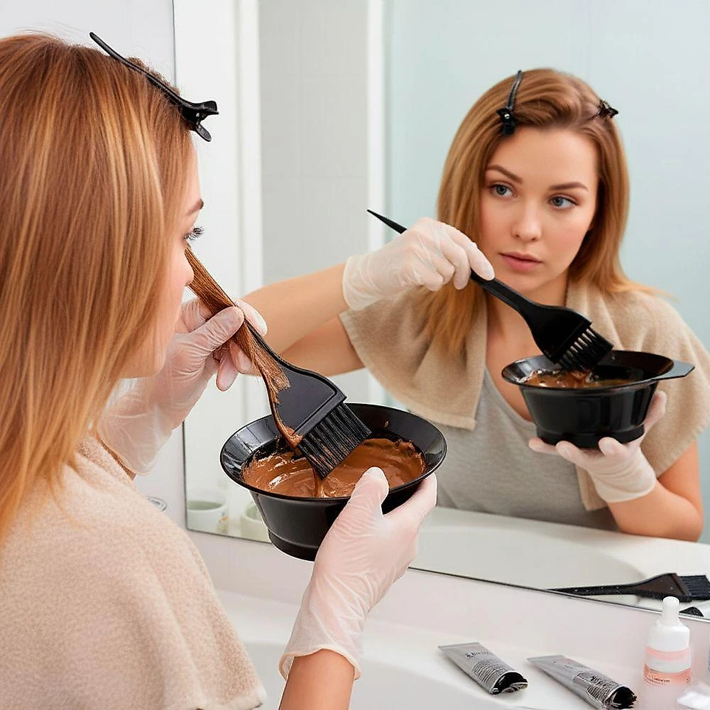 Kit de Coloração Profissional 3 Peças Pote Pincel e Pente Aplicador para Cabelo Preto