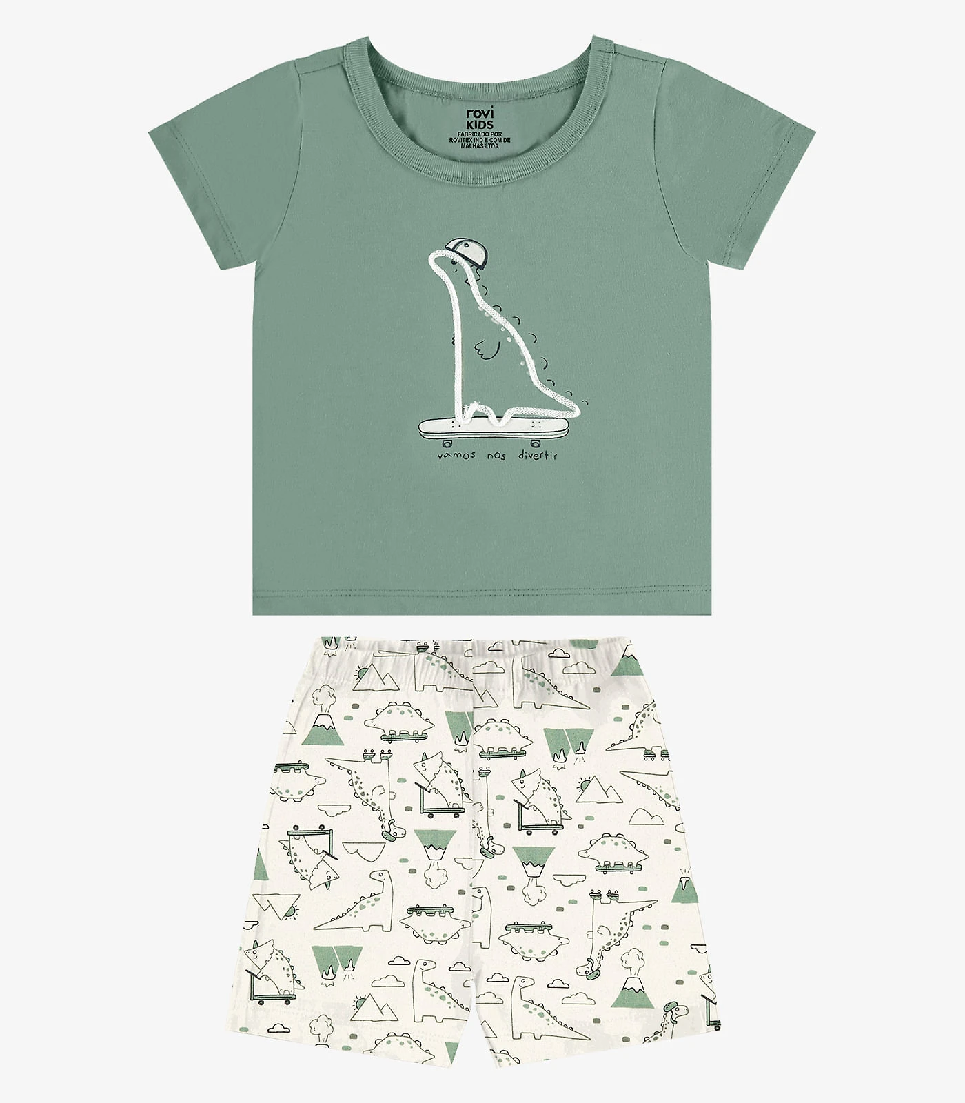 Conjunto Camiseta Com Bermuda Infantil Rovi Kids Verde