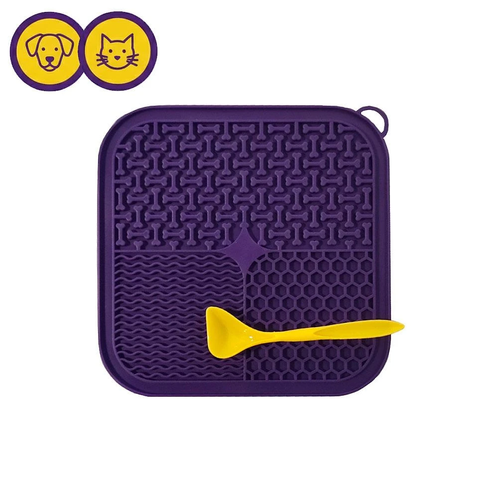 Brinquedo e comedouro lento lamb-lamb square roxo para cães e gatos - amicus