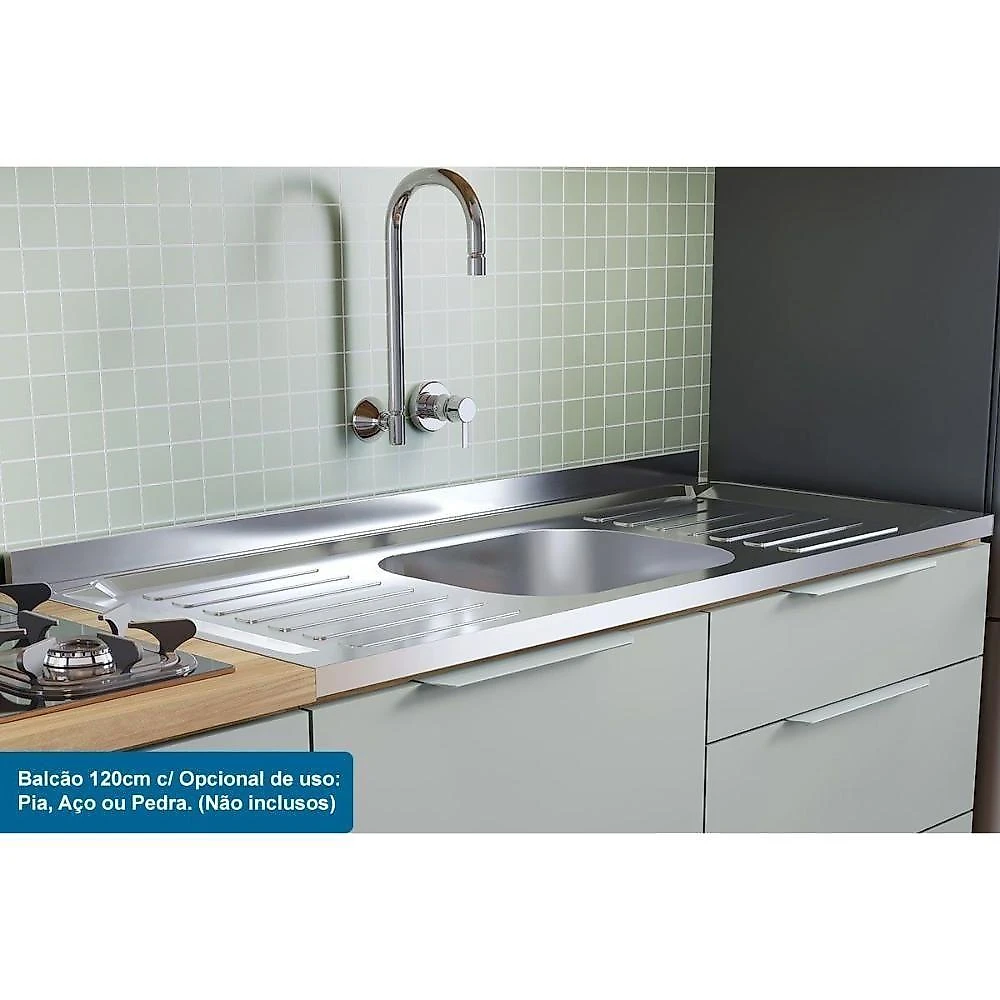 Cozinha Modulada Nesher Marquesa 4 Peças (2aéreos+2balcões) C4p24 Nogueira-nesher