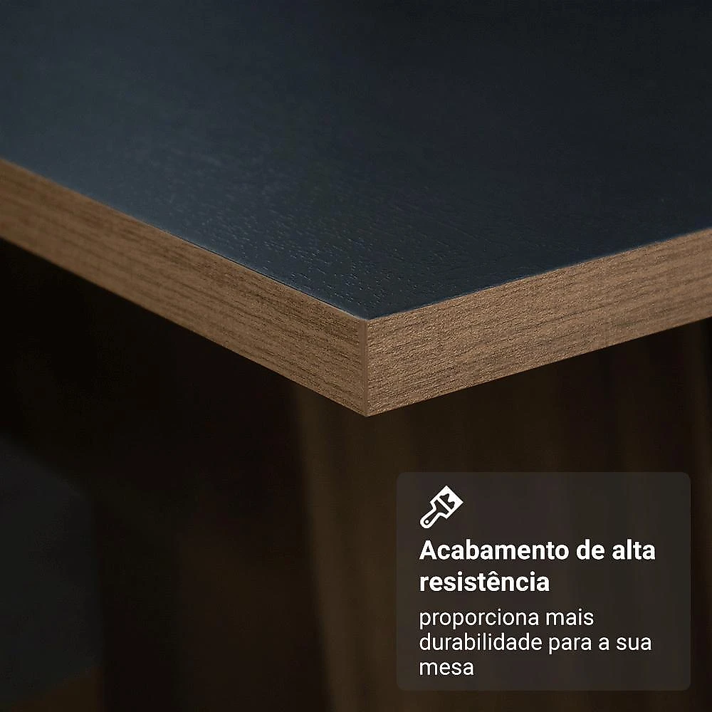 Conjunto sala de jantar tampo de madeira 6 cadeiras rustic/preto/silver york madesa