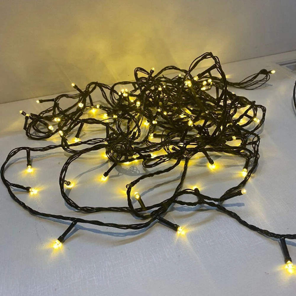 10 Metros De Led Pisca Cordão Com 100 Lampadas Formato Gota Fio Preto Branco Quente