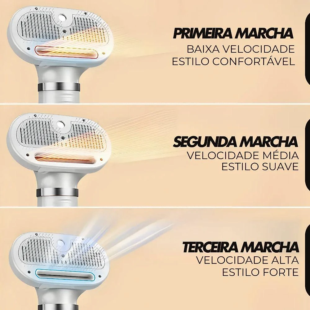 Secador Elétrico 2 em 1 Removedor de Pelos para Pets Branco 300W