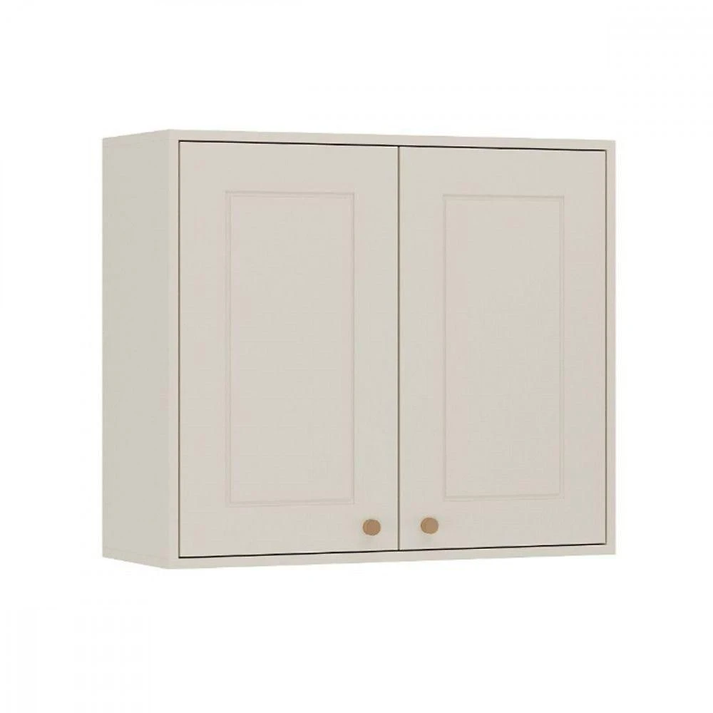 Armário Aéreo Tunisia 2 Portas Off White E Canelato Atualle Off White Com Canelato