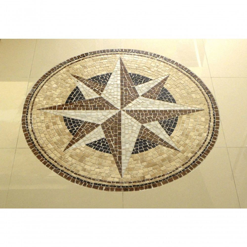 Rosa Dos Ventos Em Mosaico Para Piso Tamanho 90cm