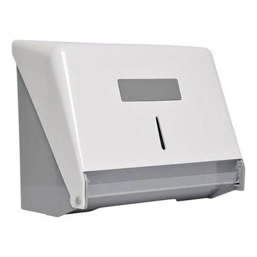 Toalheiro para Papel Bobina Até 100 m em Plástico ABS Branco e Cinza com Visor Higipack