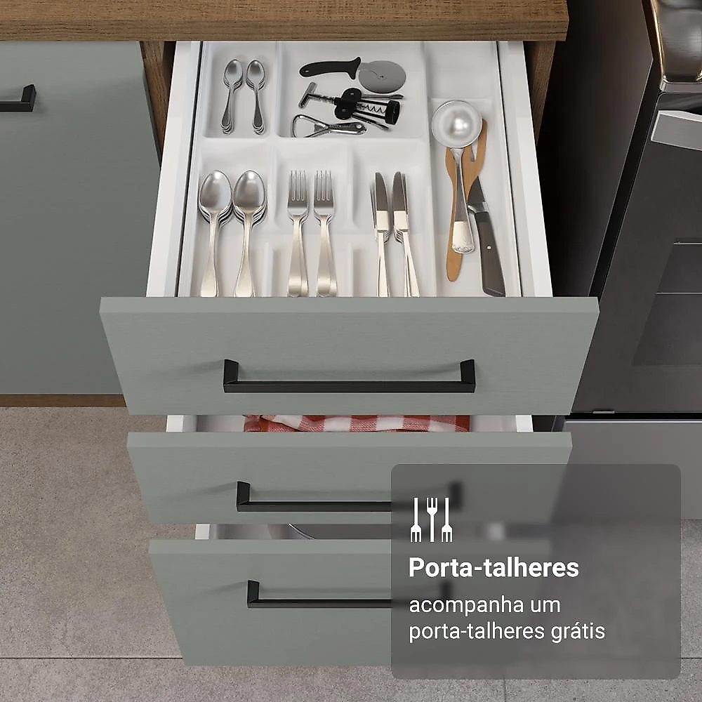 Armário de Cozinha Completa 270 cm Rustic/Cinza Agata Madesa 12