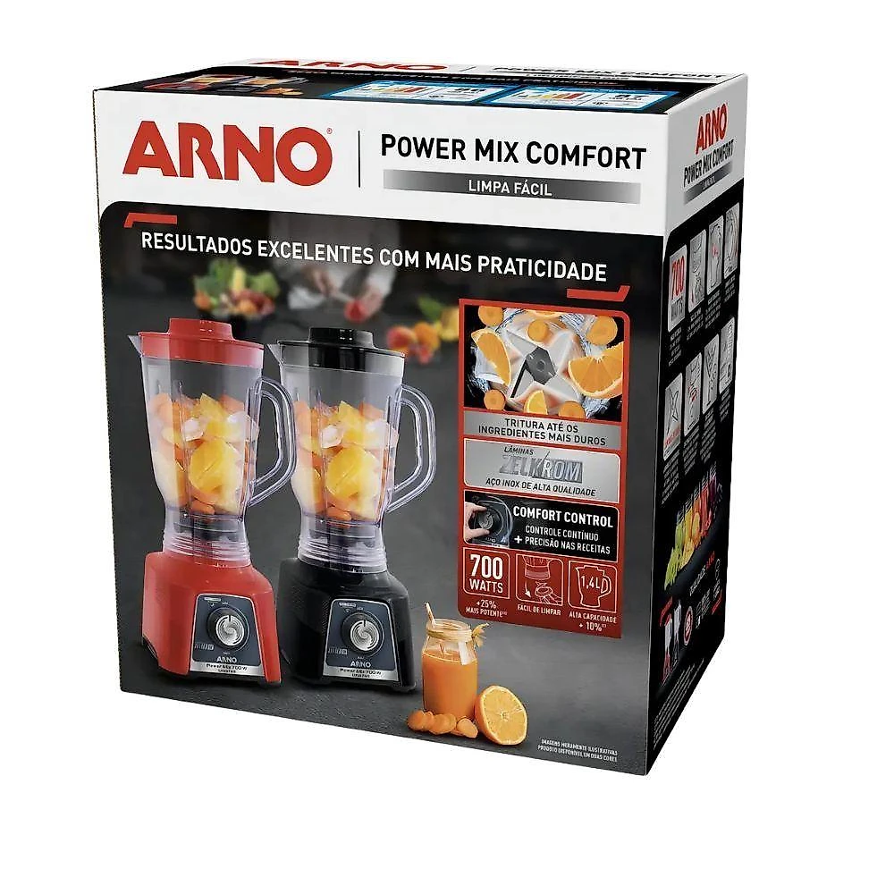 Liquidificador Arno Power Mix Limpa Fácil LQ35 700W 1,4L Lâmina Removível Preto 220V webcontinental-7895500763233