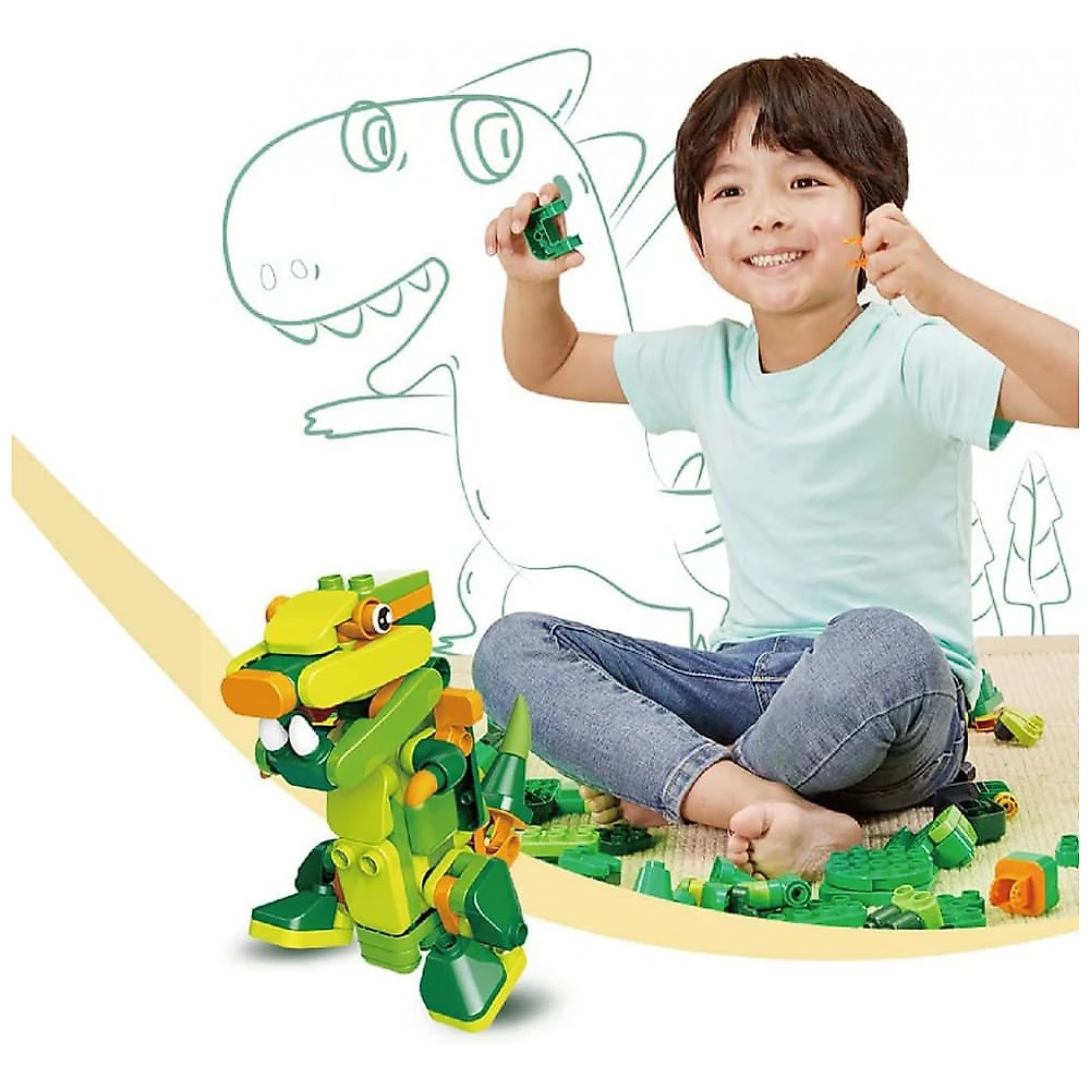 Kit de Construção 4 Dinossauros com Controle Remoto, BOTZEES, Verde