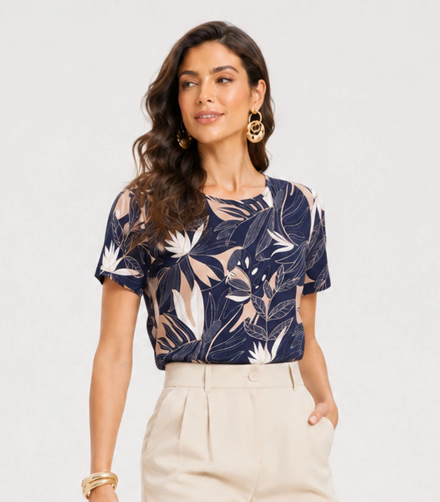 Blusa Feminina Estampada Infinita Cor Azul