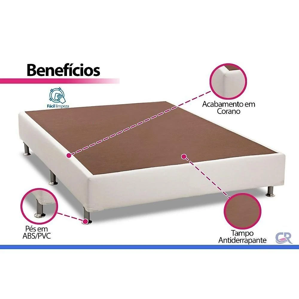 Cama Box com Colchão Casal Physical Corano White Euro Pillow Molas Ensacadas Courino Branco Herval