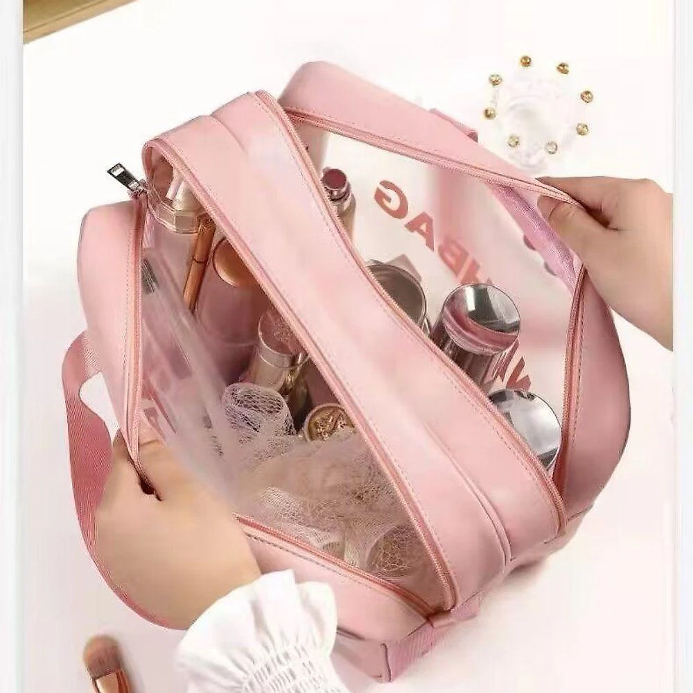 Necessaire Top Rio Comercial Retangular em Poliéster 20X13X30 Rosa Branco Preto Feminina