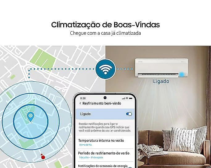 Ar-condicionado Split Inverter Samsung WindFree 12000 BTus Frio AR12DYFAAWK 220V