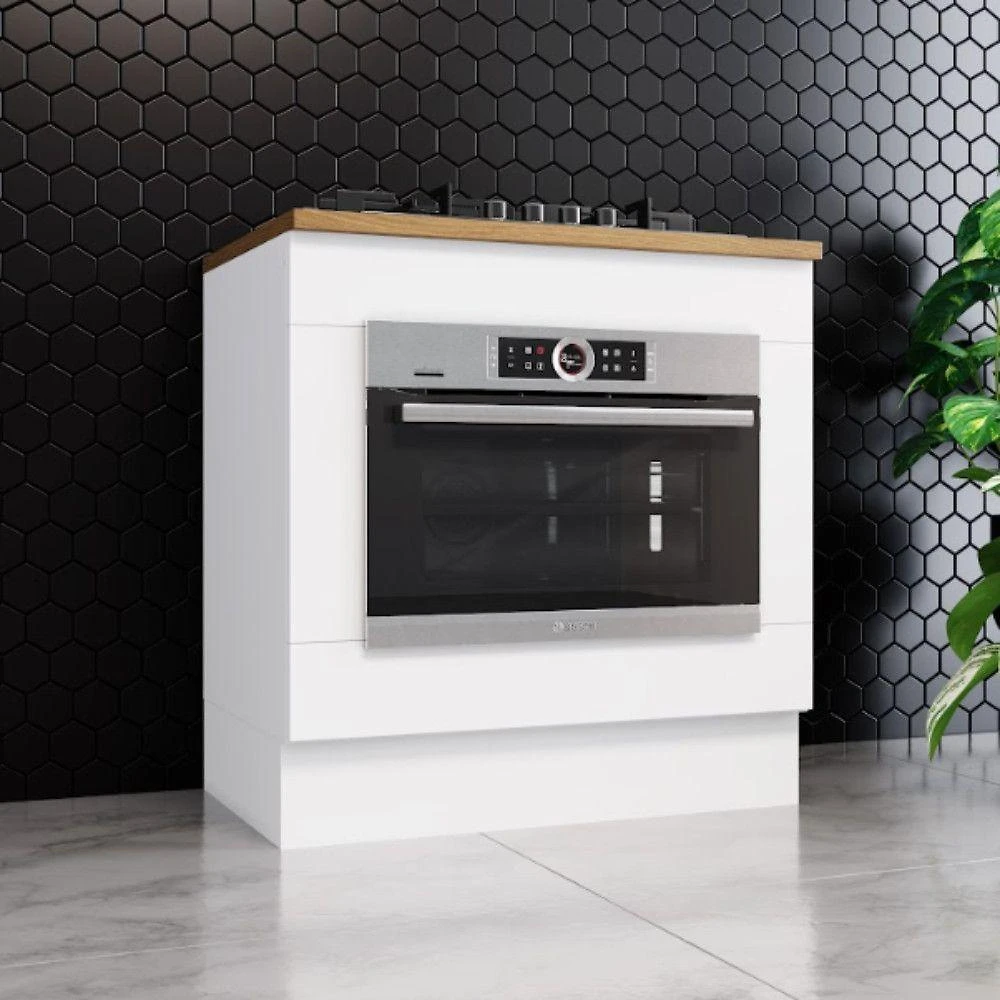Kit Balcão Forno Henn 80 Cm Com Cooktop Henn 80 Cm Branco Nature
