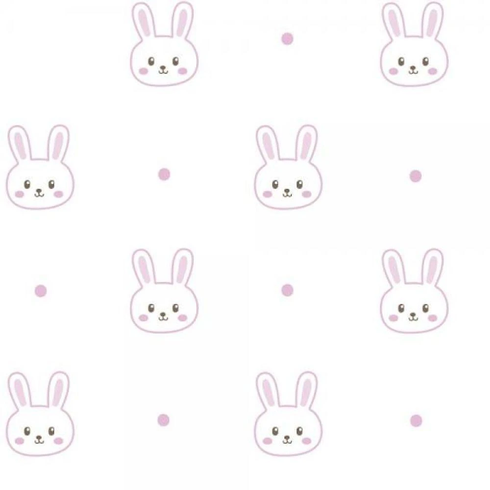 Papel de Parede Infantil Coelinhos Rolo Decorativo Rosa para Quarto de Criança Casa H