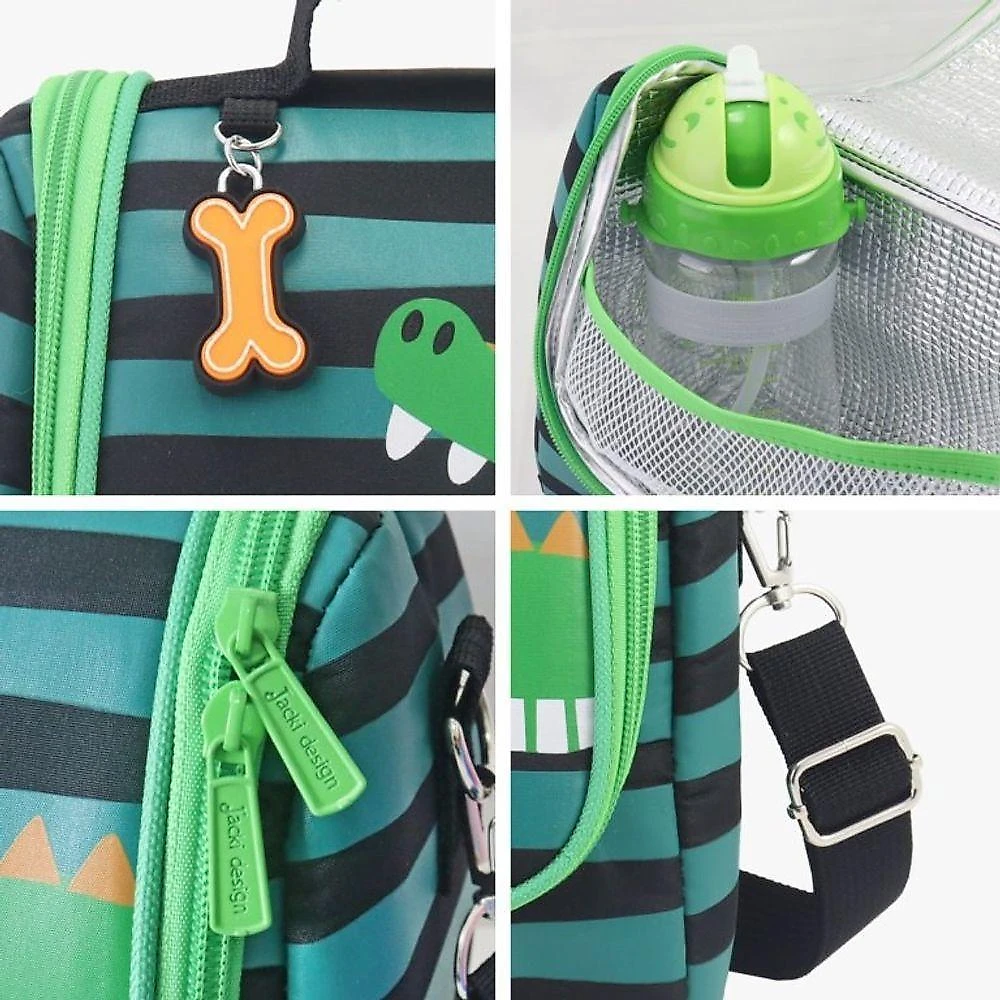 Conjunto Lancheira Térmica Com Garrafa 460ml E Pote P- Lanche De 2 Andares 400ml Verde