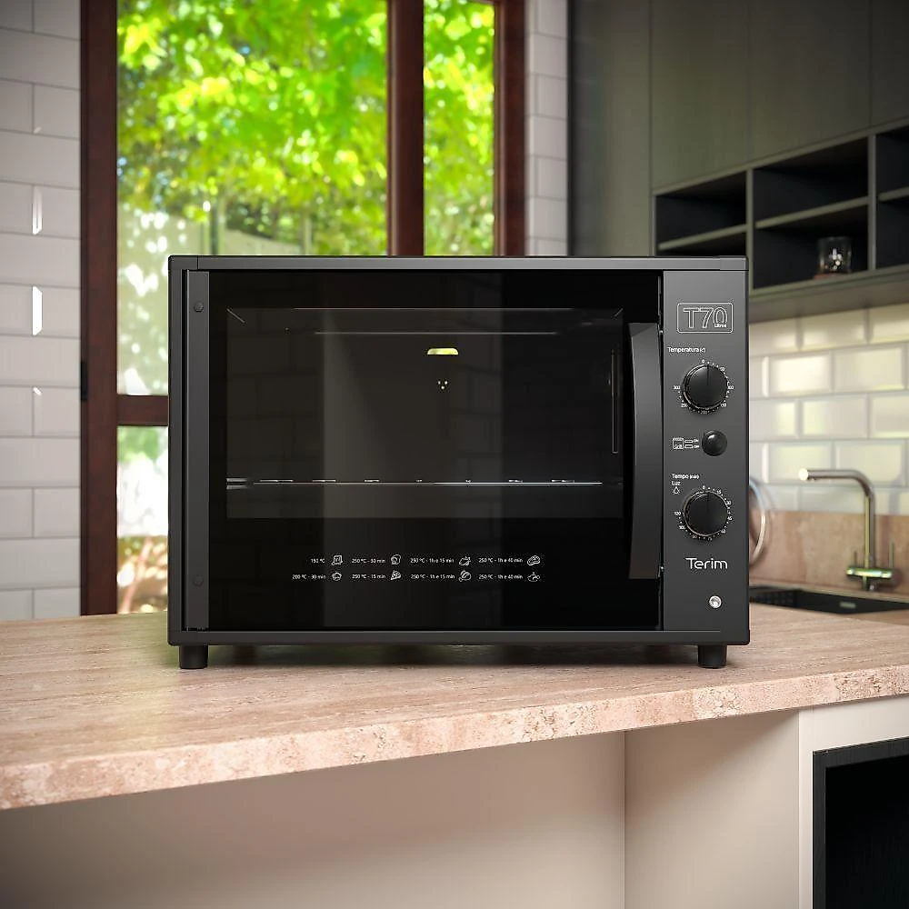 Forno Elétrico de Bancada Terim TOP 70 Black 70L 1750W com Luz Interna Preto 110V