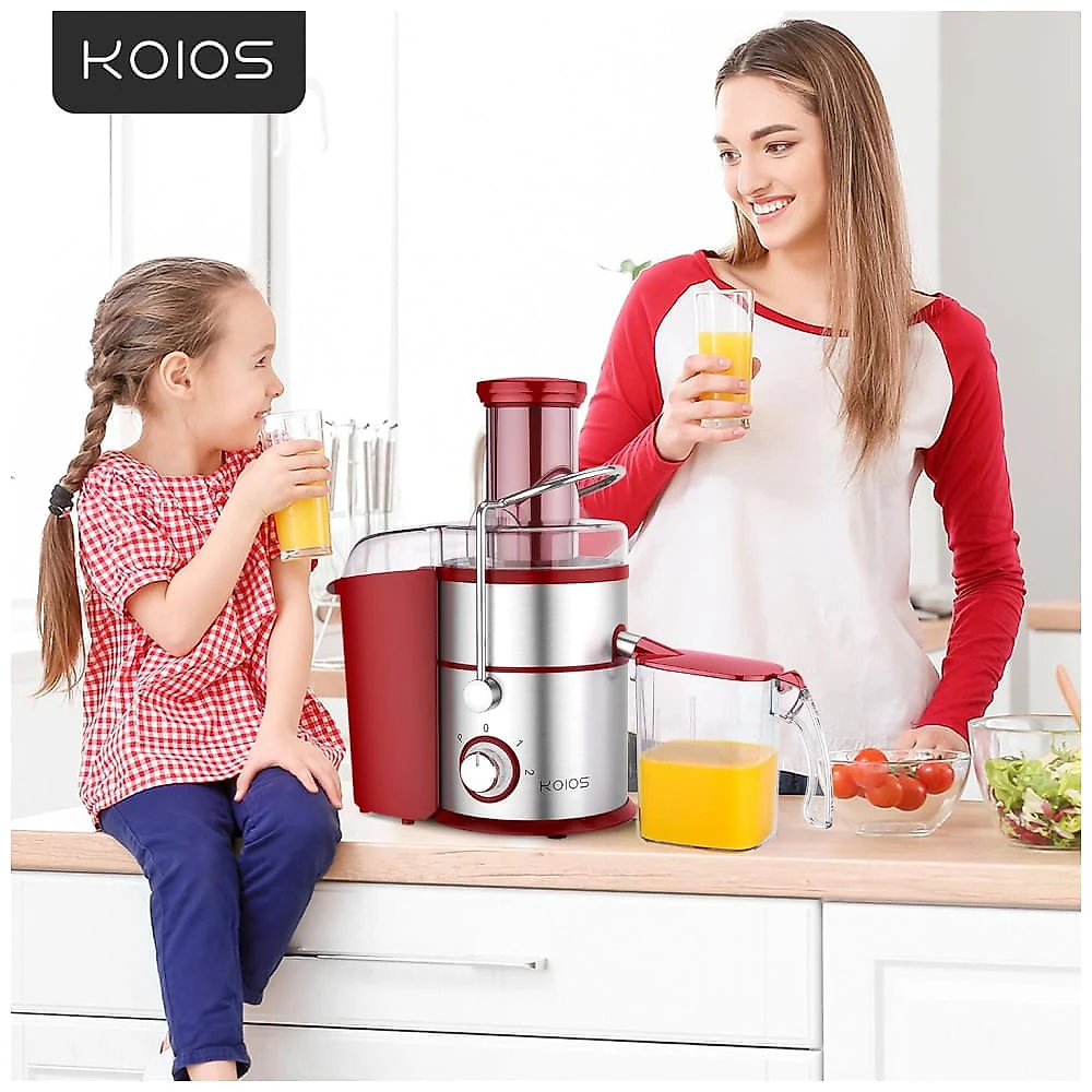 Espremedor de Frutas Centrífugo KOIOS 1300W, com Motor de Cobre Total, Filtro Titânio, Alta Produção de Suco, 3 Velocidades, Bocal Extra Largo
